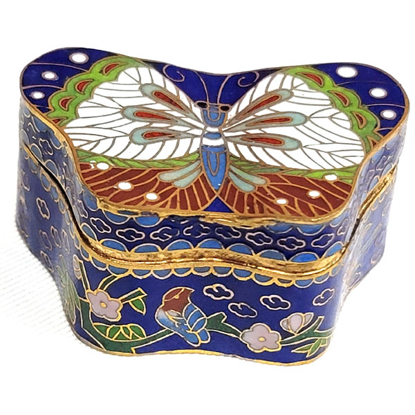 CLOISONNE BOX23 1.75"X2.5" BLUE